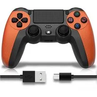Ophy Kabelloser Bluetooth-Controller für PS4 – mit Dual-Motor-Vibration PC-Controller (6-Achsen, LED-Licht, 600 mAh Akku & ergonomischem Design)