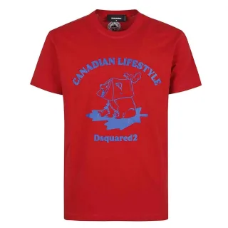 Dsquared2 Canadian Lifestyle Bären-design Rotes T-shirt