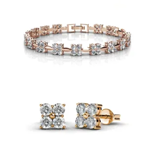 Süße quadratische Sets - Roségold und Kristall
