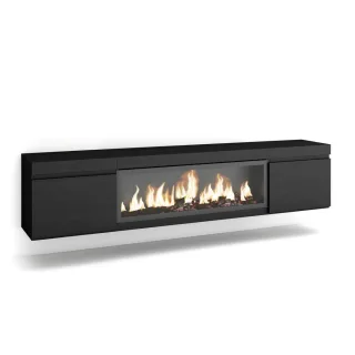 Skraut Home Lowboard,, Schwarz, Holzwerkstoff, Rechteckig,Rechteckig, 208x45x35 cm, Wohnzimmer, Wohnwände, Lowboards, Lowboards hängend