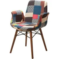 Stuhlmann Esszimmerstuhl Orlando (675C, 1 St), mit Metallgestell und Holzbeinen in Patchwork-Design