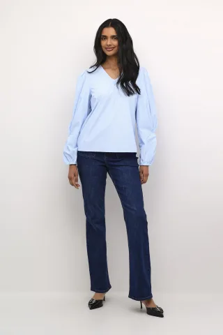 Langarm-Bluse Loose fit Blue / White Stripe blue white
