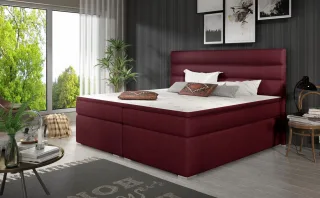 Boxspringbett Schlafzimmerbett FESTO 160x200cm Stoff Malmo Weinrot