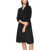 Marc Cain Midikleid Check it Up Premium Damenmode sportiv, mit Kordelzug, V-Ausschnitt, Rock mit Seitenschlitzen