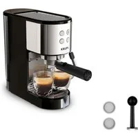 Krups Espressomaschine XP4418 Virtuoso Essential, Siebträger, Edelstahl-Applikationen, schlankes kompaktes Design, 2 Filtereinsätze