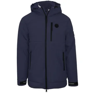 Plein Sport gepolsterte kleine kreisförmige Logo gebrandmarkt Marineblau Jacke