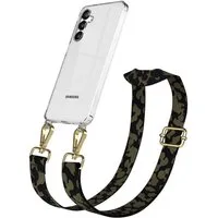 EAZY CASE Handykette Umhängeband für Samsung Galaxy A16 6,7 Zoll, Camouflage Handykette Hülle mit verstellbarem Band Dunkelgrün