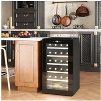 HOMCOM Weinkühlschrank 65 L Getränkekühlschrank, Flaschenkühlschrank, Weinklimaschrank, für 24 Standardflaschen á 0,75l,mit Innenbeleuchtung, 5-20°C