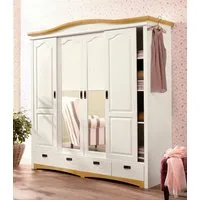 OTTO home Schiebetürenschrank Konrad, Landhausstil, rustikal, mit Schubladen + Spiegel, Kassetten (B/H/T ca. 202 cm x 207 cm x 64 cm) massive Kiefer, FSC®-zertifiziert, Messinggriffe