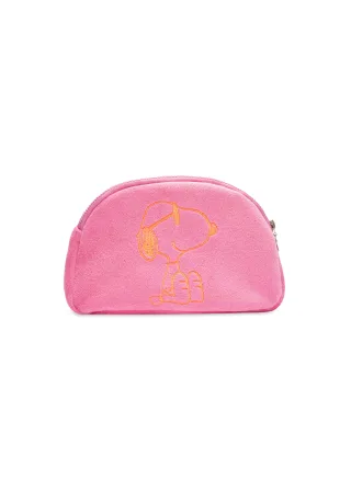 Frottee-Kosmetiktasche aus Baumwolle mit Snoopy-Stickerei pink - Gr. - one size