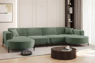 Wohnlandschaft U-Form Sofa VALENCIA XL in Stoff Quelle Grün
