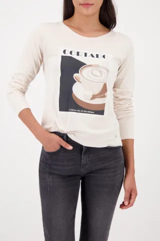 monari - Langarmshirt mit Cappuccino-Aufdruck almond - Gr. - 46