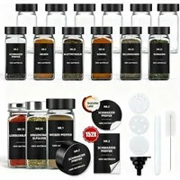 BBWL Pfefferstreuer Gewürzgläser Set eckig 120 ml mit Zubehör, 12er, 24er oder 36er Set, (12-tlg), luftdichte Gewürzdosen aus Glas mit Etiketten für Schubladen&Organizer