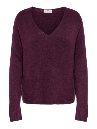 JDY - JDYELANORA L/S V-NECK PULLO. KNT NOOS Windsor Wine - Gr. - S