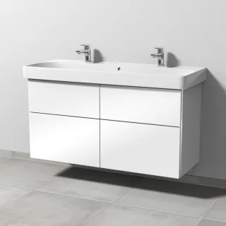 Sanipa 3way Waschtischunterbau zu Geberit Smyle Square Waschtisch mit 4 Auszügen, Weiß-Glanz BS67378