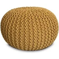 Amagohome Sitzhocker Strickhocker XXL Pouf Ø55 H37cm Bodenkissen Sitzpouf Baumwolle recycel