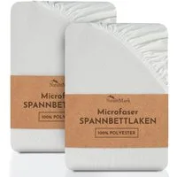 NatureMark Spannbettlaken 2er-Set Mikrofaser Spannbetttuch, Polyester, Gummizug: rundum, (2 Stück), Naturweiß)