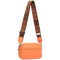 ITALYSHOP24 Schultertasche Damen kleine Umhängetasche CrossBody Crossover Handytasche Geldbörse (Spar-Set aus einer Tasche mit einem breitem Muster Stoffgurt/Umhängeband), Bodybag, Brusttasche, Hüfttasche, Muster Taschengurt, leicht Gewicht