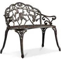 Yaheetech Gartenbank aus Aluminium mit Rosenmuster im Vintage-Stil, 2-Sitzer-Metallbank für Garten/Terrasse/Balkon