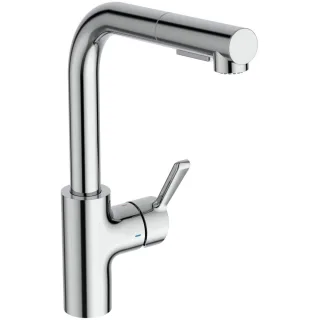 Ideal Standard Küchenarmatur Ceralife Ausladung 220mm mit heraus.2F-Brause, L-Auslauf Chrom, BE244AA BE244AA