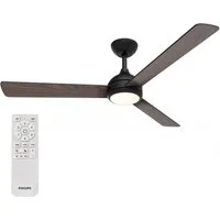 Philips LED Deckenleuchte Civx 24W, Ventilator 32W, drehbare Blätter, ⌀132cm schwarz-dunkelbraun, CCT - über Fernbedienung, Dimmer, Dimmfunktion, Ein-/Ausschalter, Farbsteuerung, Fernbedienung, Infrarot inkl., Memoryfunktion, Ventilatorfunktion, dimm