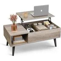 WLIVE Couchtisch höhenverstellbar mit Stauraum, Lift-Top Wohnzimmertisch 100×50×41-57cm (Packung, Lift-Top-Design), Holzoptik & Metallrahmen, für Wohnzimmer Büro