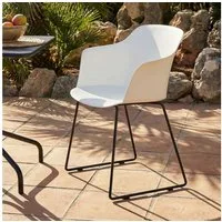 IDIMEX Gartenstuhl FORO (4 St), Outdoor Schalenstühle 4er Set UV-beständig mit Metallbeinen Weiß