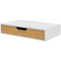 en.casa Wandregal, »Bokn« mit Schublade 40x24x8 cm Bambus Weiß