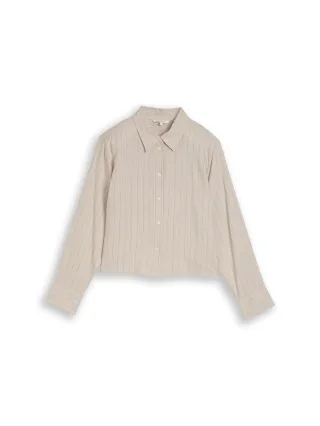 Denim Tom Tailor - Boxy Fit Hemdbluse mit Schleifen-Detail beige black vertical stripe - Gr. - L