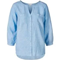 Himalaya Clothing Langarmbluse 3/4 Arm Bluse mit dekorativer Falte und krempelbaren Ärmeln aus Leinen Lässige Bluse Damen Leinenbluse mit edlen Details