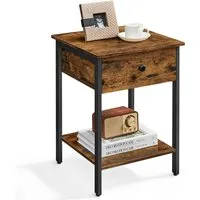 VASAGLE Nachttisch Nachtkommode, Beistelltisch, 40 x 40 x 55 cm, Schlafzimmer, Wohnzimmer (1-St), Schublade, Ablage, Stahlrahmen, einfacher Aufbau, vintagebraun-schwarz
