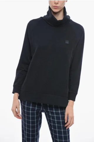 Woll-Baumwoll-Pullover mit Rollkragen in Blau