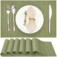 TUWENA Platzset Tischsets Abwaschbar 6er Set, Rutschfest Hitzebeständig Platzdeckchen, Vinyl Platzdeckchen für Küche Speisetisch Hotel, Platzmatten 30x43.5cm