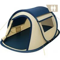 CampFeuer Wurfzelt Zelt Quiki für 2 Personen, Creme / Blau, Wurfzelt Aufbau in 2 Sekunden, Personen: 2