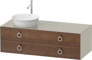 Duravit White Tulip Konsolenwaschtischunterbau wandhängend Amerikanischer Nussbaum & Taupe Matt & Se WT4992L7760