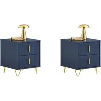 SoBuy Beistelltisch DE-FBT115x2, Sofatisch Couchtisch Wohnzimmertisch, Nachttisch 2er set, 2er Set, Nachtschrank mit 2/3 Schubladen, Beistelltisch, Nachtkommode