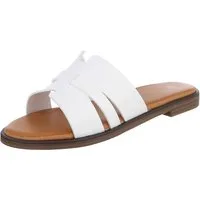 Ital-Design Komfortable Damensandalen mit gekreuzten Riemen für Freizeit Pantolette (91409259) Blockabsatz Pantoletten in Weiß