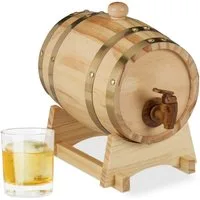 relaxdays Getränkespender Holzfass 1,25 Liter