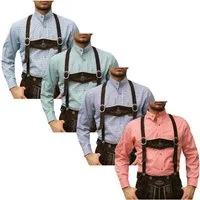 German Wear Trachtenhemd GW1203-SK Trachtenhemd mit Stehkragen für Trachtenlederhosen kariert
