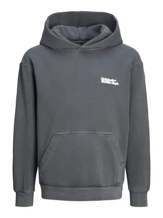 JACK&JONES - JORVERMONT WASH SWEAT HOOD JNR iron gate - Gr. - 140