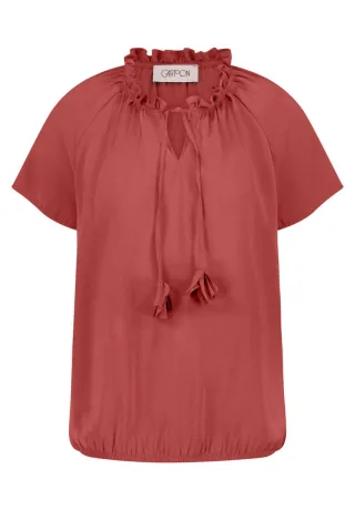 CARTOON - Bluse mit Rüschenkragen braun - Gr. - 38