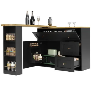 Redom Bartisch, Schwarz, Holzwerkstoff, 39x105x138 cm, Esszimmer, Barmöbel, Barschränke & Theken