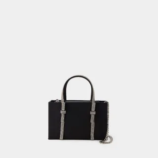 Midi-Handtasche mit Schleife - Kara - Leder - Schwarz