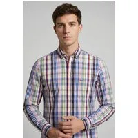 FYNCH-HATTON Langarmhemd kariert, mit Knopfleiste und Button-Down-Kragen