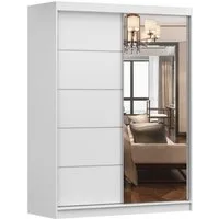 MOEBLO Kleiderschrank LARA 05 (mit Spiegel Schwebetürenschrank 2-türig Schrank mit vielen Einlegeböden und Kleiderstange, Gaderobe Schiebtüren Schlafzimmer-Wohnzimmerschrank Modern Design), (BxHxT): 150x200x61 cm