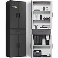 mokebo Mehrzweckschrank Der Praktische (60x180 cm, mit Schublade) Made in Germany, Büroschrank, Apothekerschrank in Anthrazit