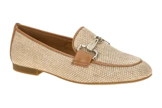 Gabor 85.214 Beige Slipper Halbschuhe Lammnappa Bast-Optik Blockabsatz