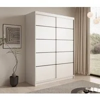 MOEBLO Schiebetürenschrank SANTINA 150 (Modern, Platzsparend, Viel Stauraum für Schlafzimmer, Schwebetürenschrank 2-türig Schrank Garderobe Schiebtüren) (BxHxT): 150x200x58cm