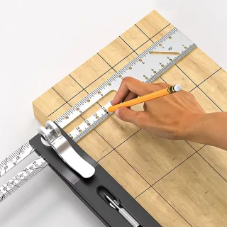 1Pc Woodworking Scriber Ruler Metric Imperial Scale T-Shape Movable Angle Ruler Gauge with Perforated Positioning Anti-s