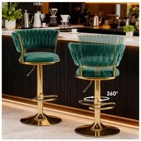 YVMOOEC Barhocker Barhocker höhenverstellbar mit Samtbezug und Rückenlehne (Set, 2 St., Ideal als Barstuhl für Küche, Bar und Caf), 360° drehbar mit Armlehnen, Fußstütze und ergonomischem Design